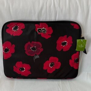 Kate Spade Black and Red Poppy Laptop Sleeve